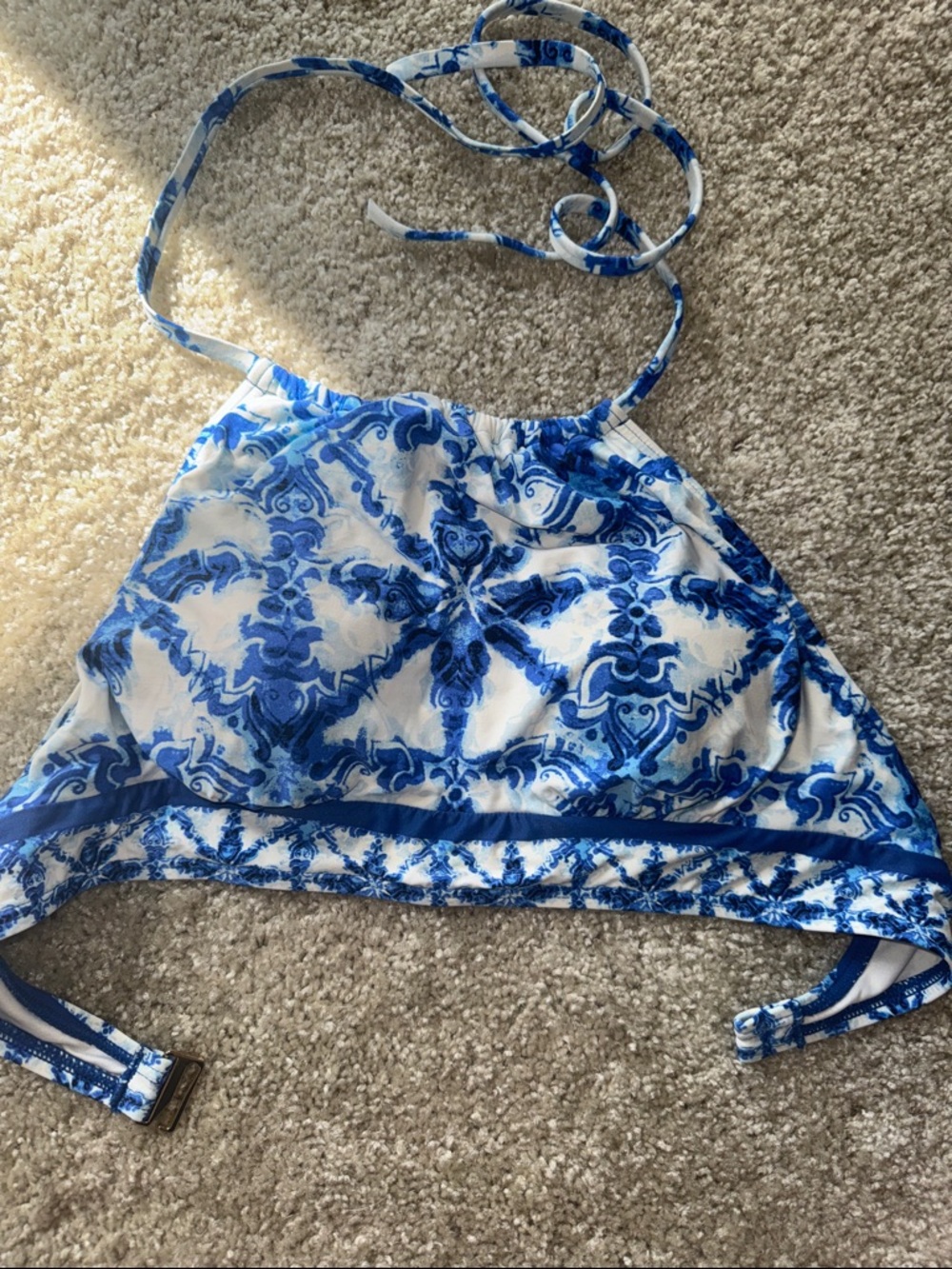 MICHAEL Michael Kors Blue and White Swim halter top